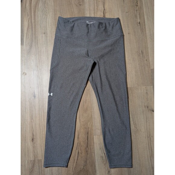 Under Armour Size L Heatgear Gray Motion Ankle Legging Compression Pocket - Picture 2 of 12